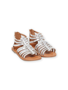  Silver high-top leather sandals