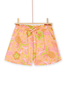  Flowing peach shorts with exotic print