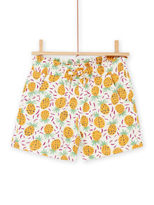  Ecru pink and yellow shorts with fruit print