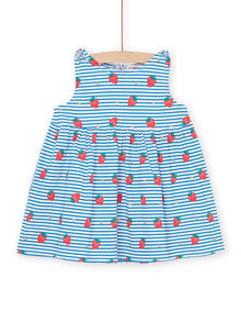 Strawberry. heart and white and blue striped print dress
