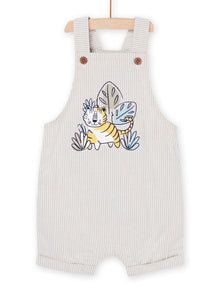  Overalls with white and purple striped print