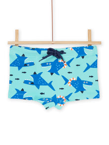  Turquoise swim shorts with shark print