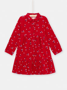  Girl red shirt dress with floral print