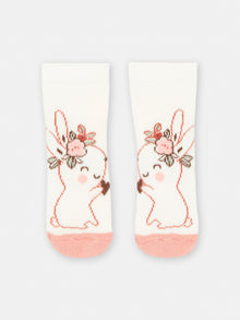  white socks with bunny print