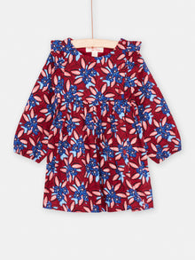  Baby girl red and blue floral print dress