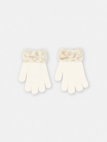  Ecru synthetic fur gloves