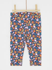  NAVY BLUE AND ORANGE LEGGINGS WITH FLORAL PRINT