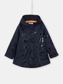  girls navy blue raincoat with cherry print