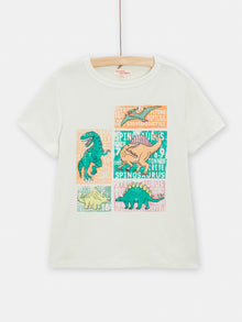  Ecru Dinosaur Animation T-Shirt for Boys