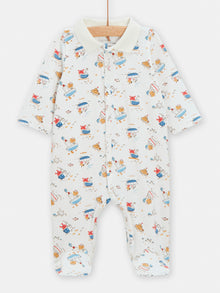  Quilted onesie with long sleeves boat print
