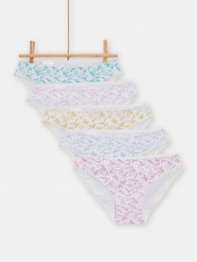  5 multicolored unicorn print panties for girls