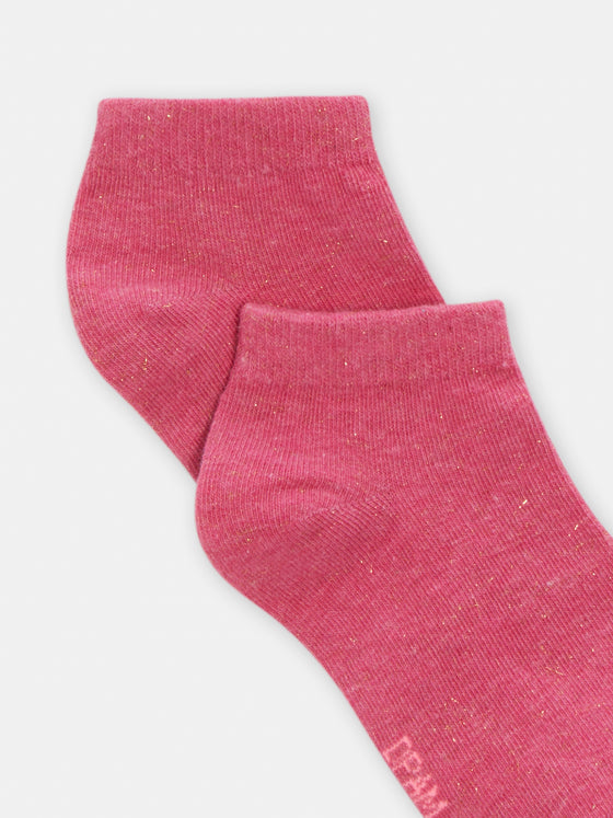 Girls Pink Shiny Ankle Socks