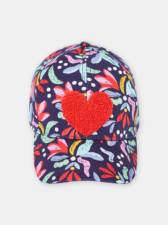 Flower blue print cap for girls