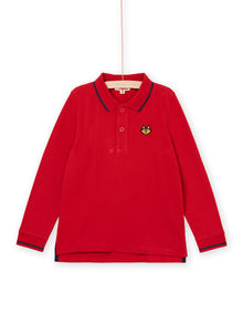  RED POLO WITH EMBROIDERED WOLF'S HEAD MOTIF