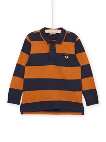  BLUE AND MUSTARD STRIPED POLO SHIRT