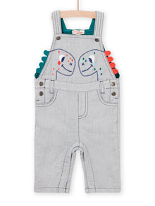 DUNGAREES WITH FINE STRIPES AND DINOSAUR ANIMATION