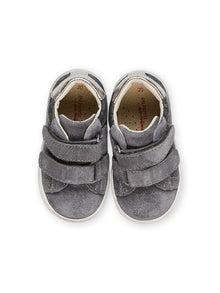  GREY GLITTER LEATHER AND LEOPARD PRINT SNEAKERS