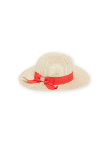  Natural and red straw hat