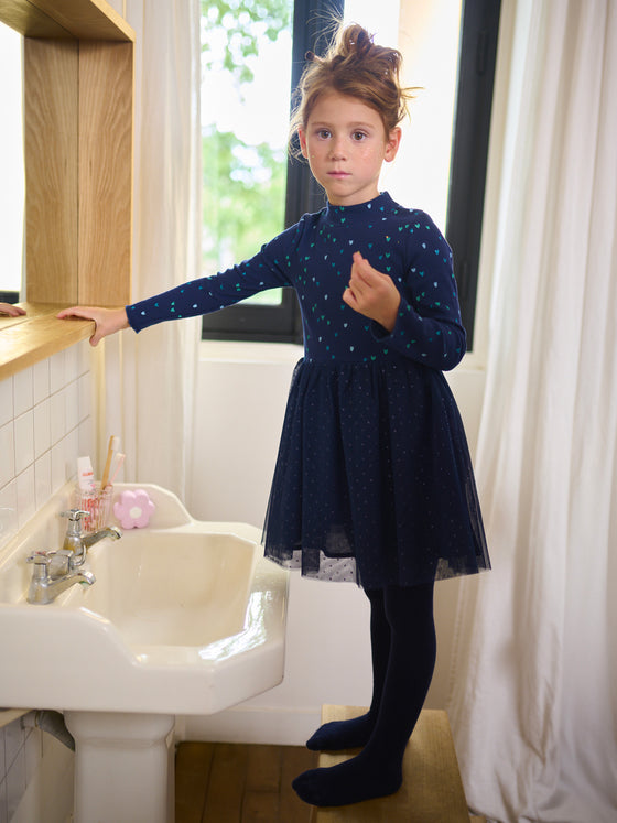 Blue Long sleeve tulle dress