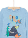 Steel blue Long sleeve t-shirt with dinosaur animation