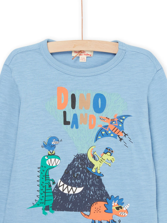 Steel blue Long sleeve t-shirt with dinosaur animation