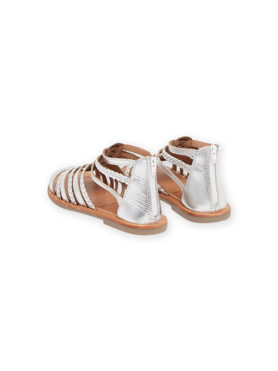 Silver high-top leather sandals