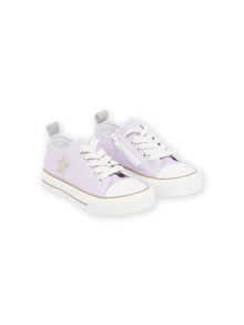  Purple canvas sneakers with star pattern