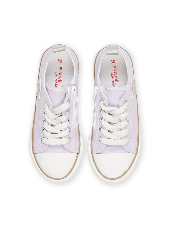 Purple canvas sneakers with star pattern