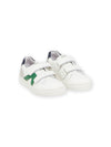 Leather sneakers with green pattern