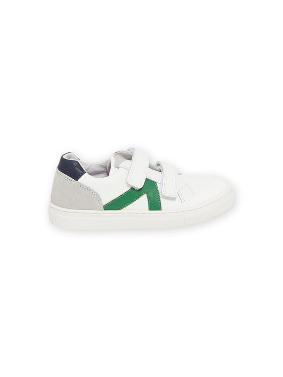 Leather sneakers with green pattern