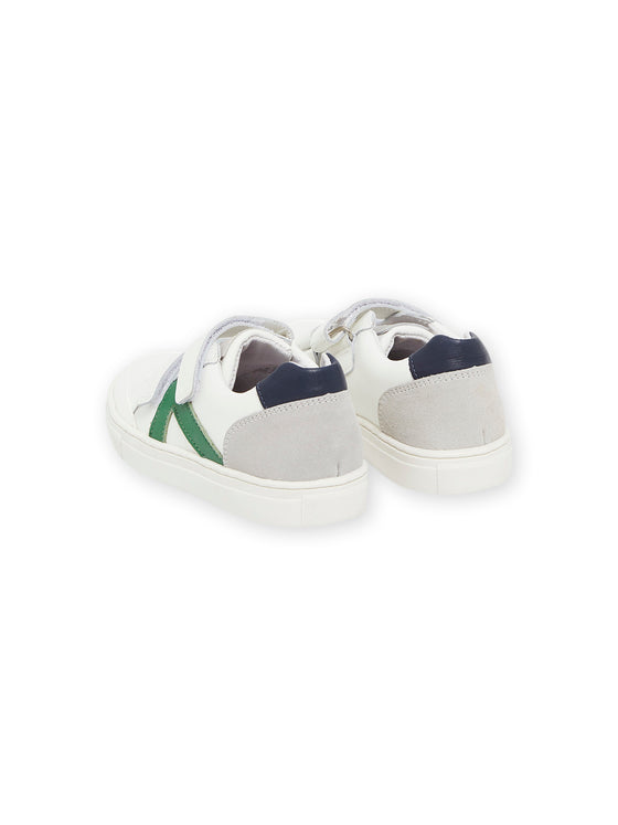 Leather sneakers with green pattern