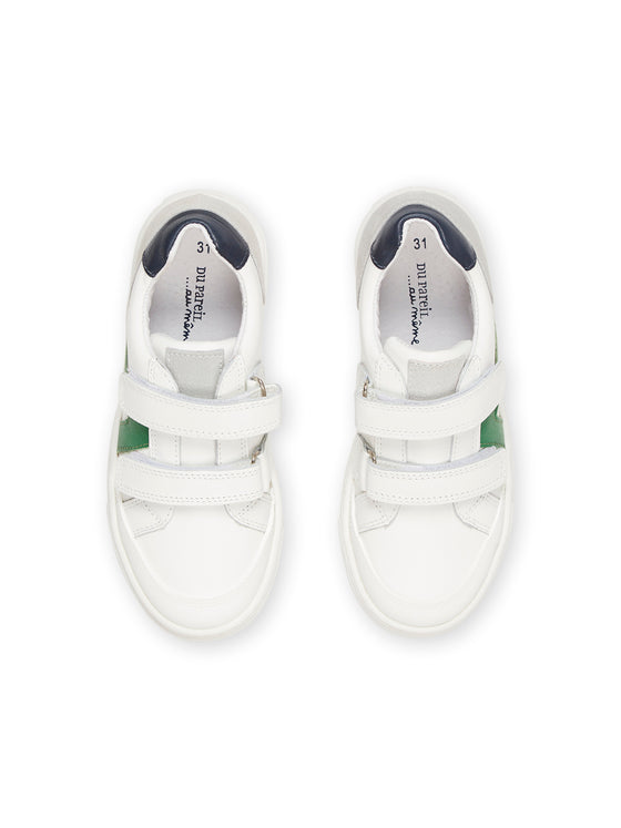 Leather sneakers with green pattern