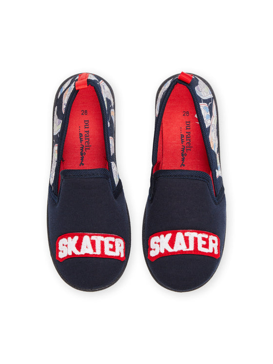 Slippers with skate print and lettering