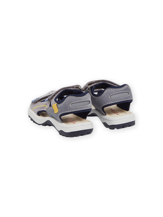 Gray split leather sandals