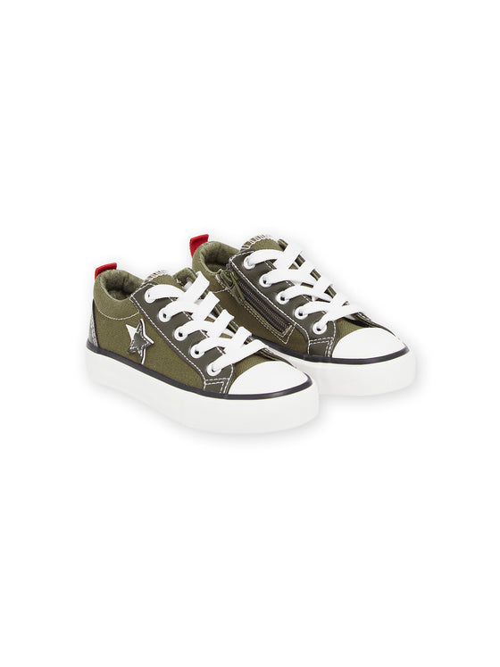 Khaki canvas sneakers with star patch