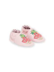  Pink leather slippers with glitter pineapple patch