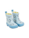 Blue rain boots with cat print