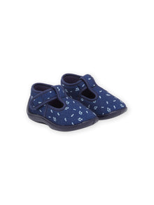 Navy blue slippers with fish print