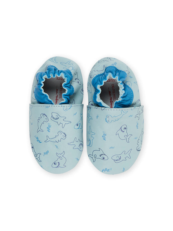 Azure Leather Slippers