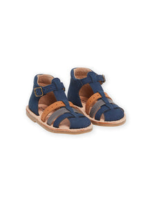  Navy blue leather sandals