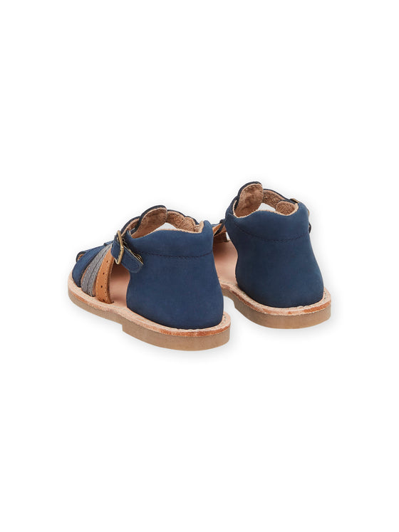 Navy blue leather sandals