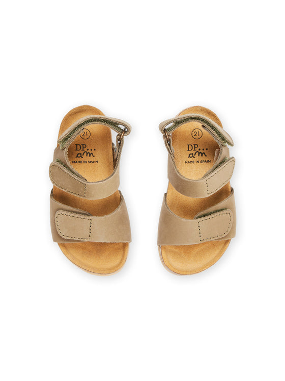 Khaki leather sandals