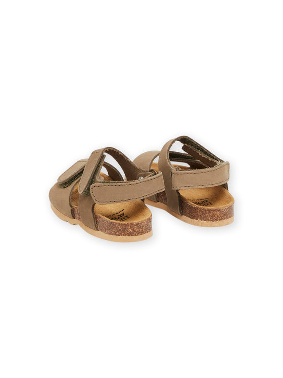 Khaki leather sandals