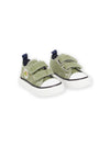 Khaki canvas sneakers with dinosaur patch