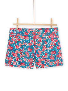  Blue and pink floral print shorts