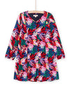 Long sleeves tropical print dress