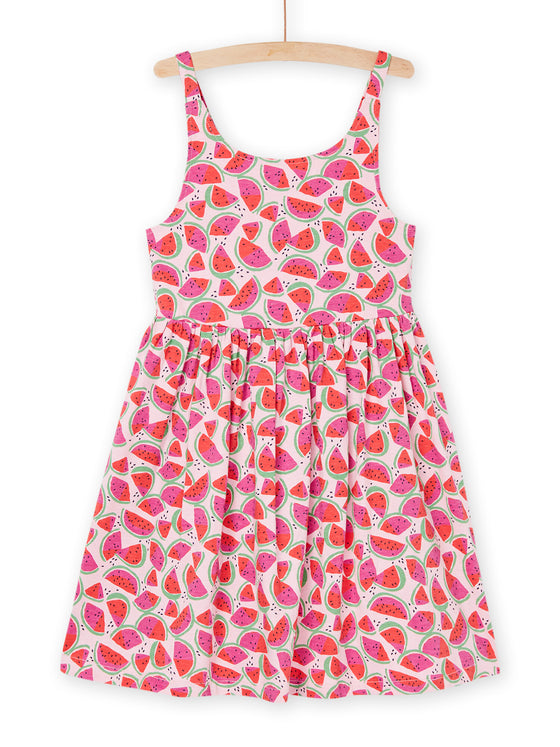 Soft pink and red dress with fruit print