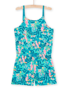  Light turquoise jumpsuit with tropical print