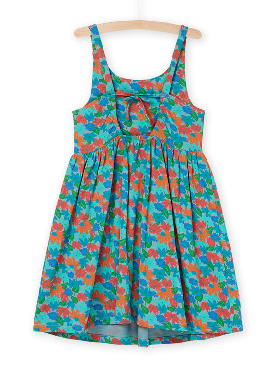 Turquoise dress with floral print