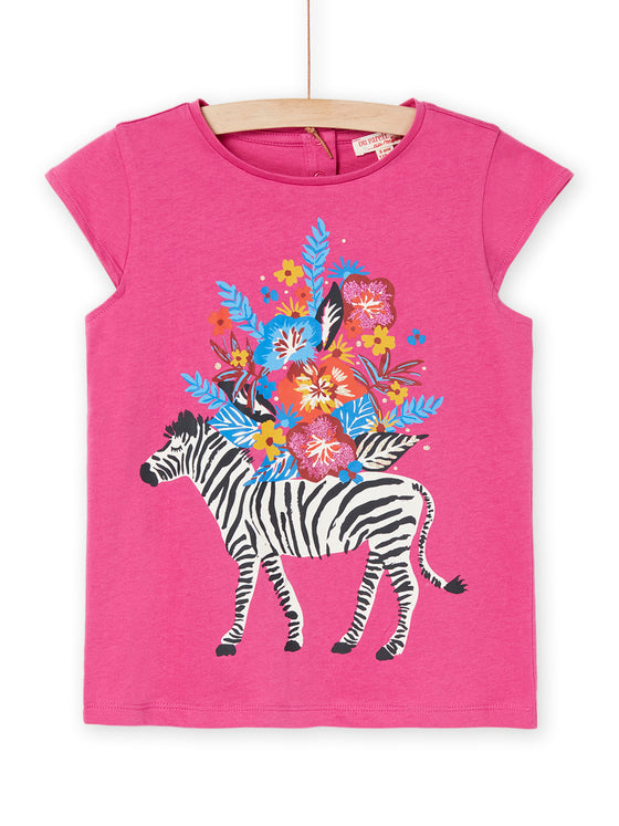 T-shirt with zebra and flower motifs